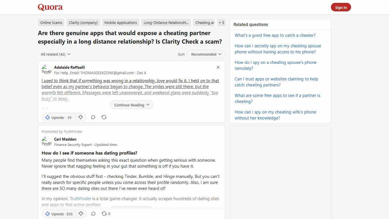 Are there genuine apps that would expose a cheating partner especially in a long distance relationship? Is Clarity Check a scam? - Quora